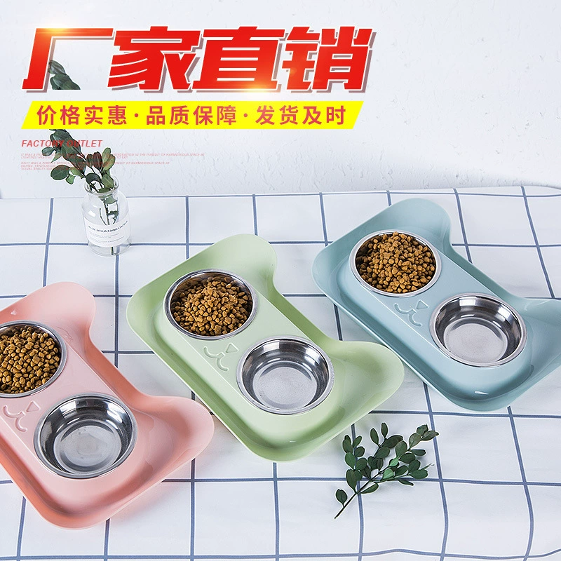 Предпочтительный класс пластиковый мяу типа двойной миски для домашних животных из нержавеющей стали