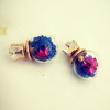 Glossy organic double-sided earrings, Korean style