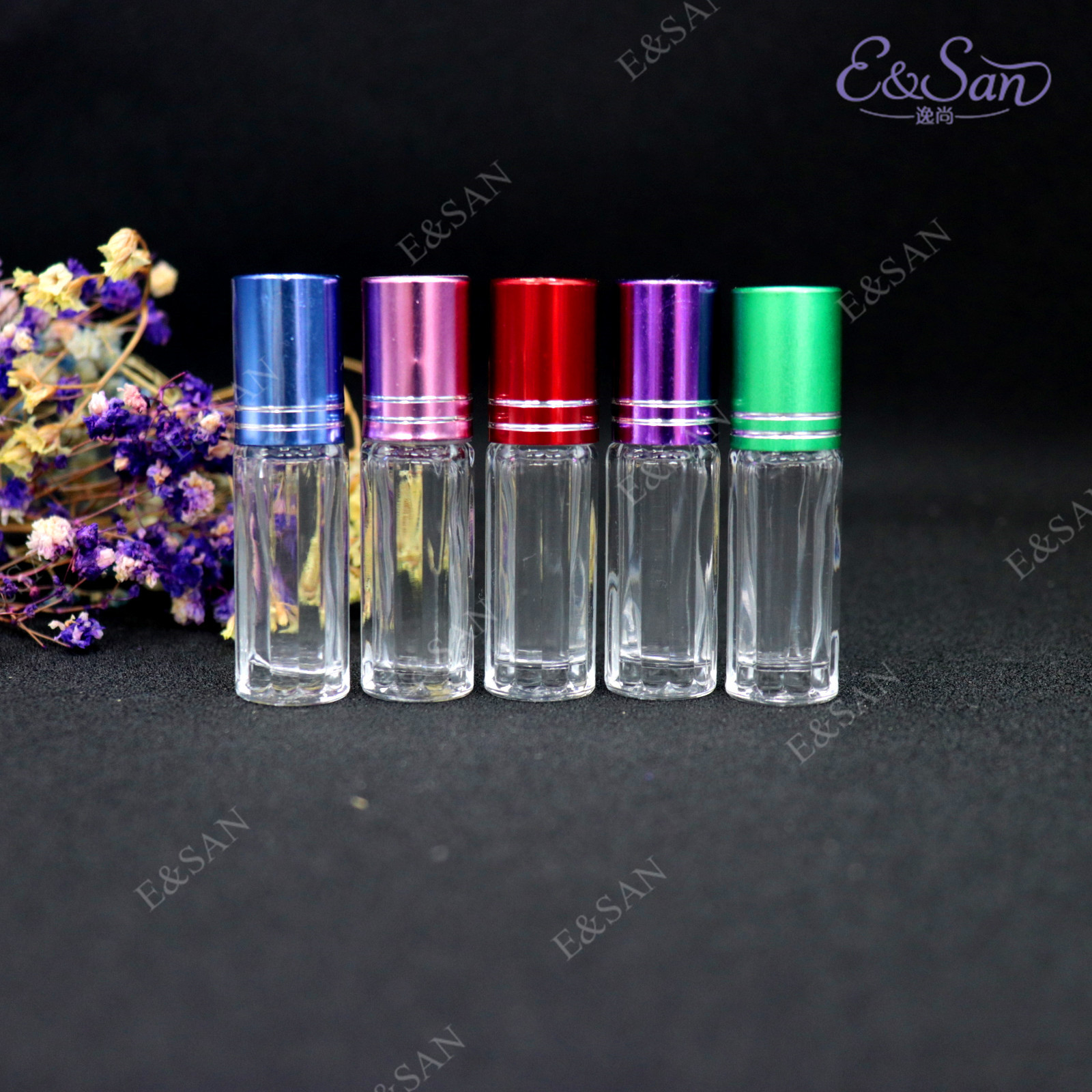 FZ77-5ml便携式精油瓶 直圆喷雾瓶小样分装瓶滚珠瓶 透明玻璃香水
