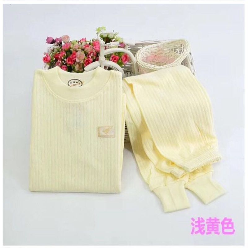 金潭娇龙彩棉提花保暖内衣套装纯色圆领居家服卡通秋衣秋裤|ms