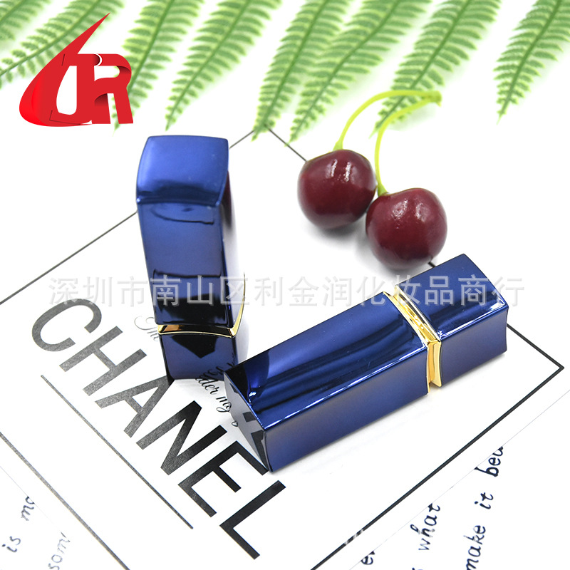 厂家直销高档喷镀蓝磁铁口红管DIY空管子现货供应支持订 做