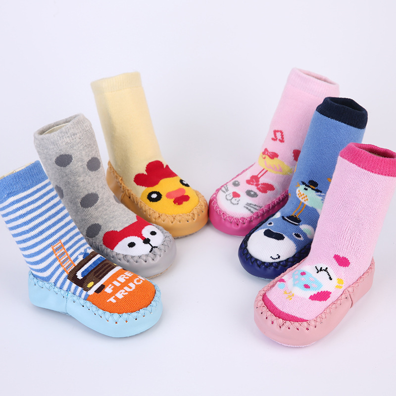 宝宝地板袜秋冬防滑1－3岁婴幼儿加长厚底学步鞋袜套纯棉儿童袜子|ru