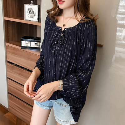 春款新款大码女装长袖上衣打底衫加肥加大宽松显瘦雪纺衬衫|ms