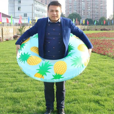 厂家直销 ins热卖 大号菠萝充气游泳圈 充气加厚水圈成人救生圈|ru