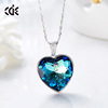 Universal fashionable necklace, crystal, Korean style, silver 925 sample, simple and elegant design, wholesale