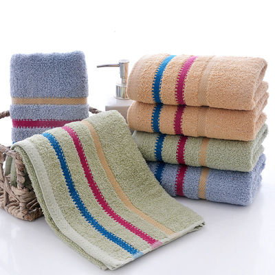 厂家直销100克弱捻毛巾横道深色缎档毛巾绣花绣字成人面巾绣logo