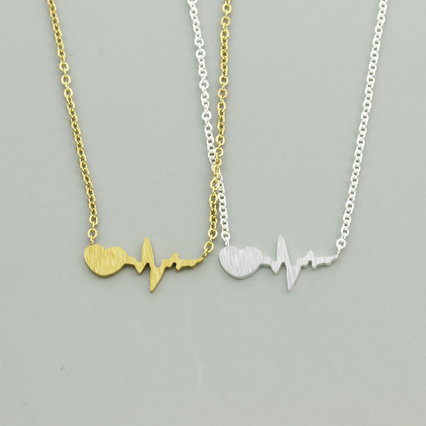 Heartbeat Curve Pendant Necklace display picture 15