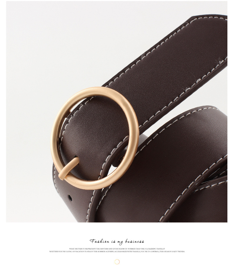 Round Buckle Women&#39;s Wide Belt Gold And Silver Buckle Pants Belt Women&#39;s Decorative Belt display picture 6