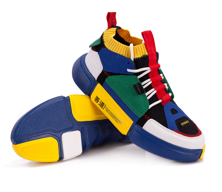 2020 Spring models genuine leather The thickness of the bottom Diddy Our way Color matching Versatile Harajuku Gaobang motion Casual shoes