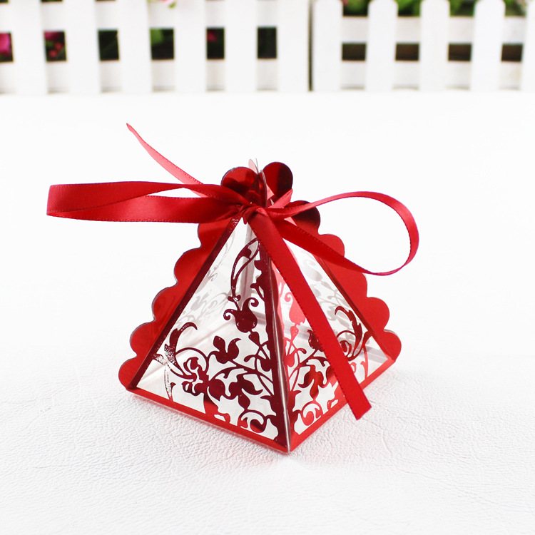 新款PVC透明烫金喜糖盒三角创意欧式小个性结婚糖果盒小清新浪漫