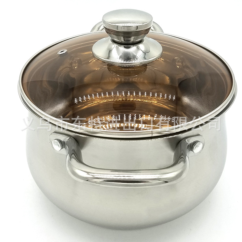 Factory direct sales of stainless steel soup POTS, arc-shaped soup POTS, composite steel soup POTS, colored glass LIDS, large-capacity stewing POTS detail image 4