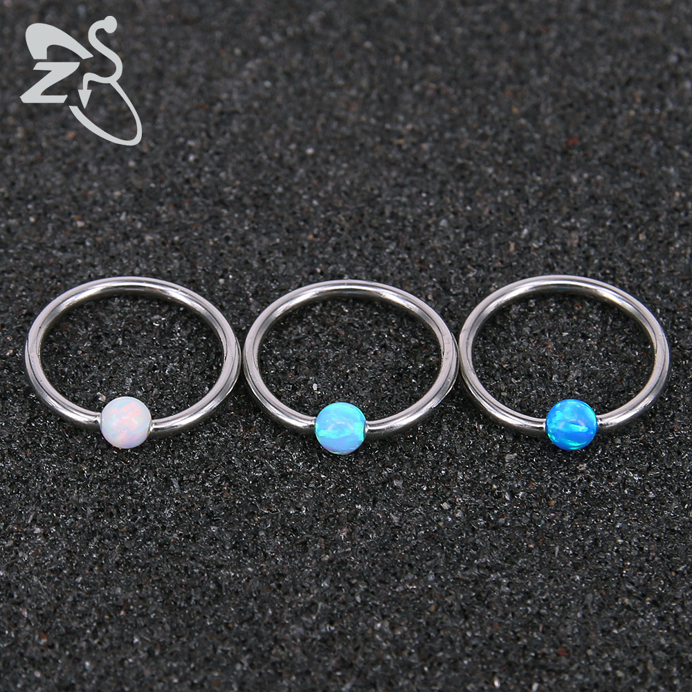 316L Stainless Steel Nose Ring Clip Ball for Women Men - AB White Opal Nose Stud Piercing Jewelry detail image 7