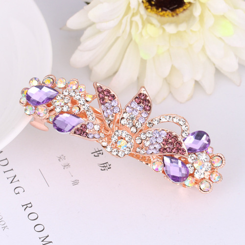 Hair clip hairpin for women girls hair accessories Water diamond large horsetail hairpin versatile crystal alloy bow hairpin