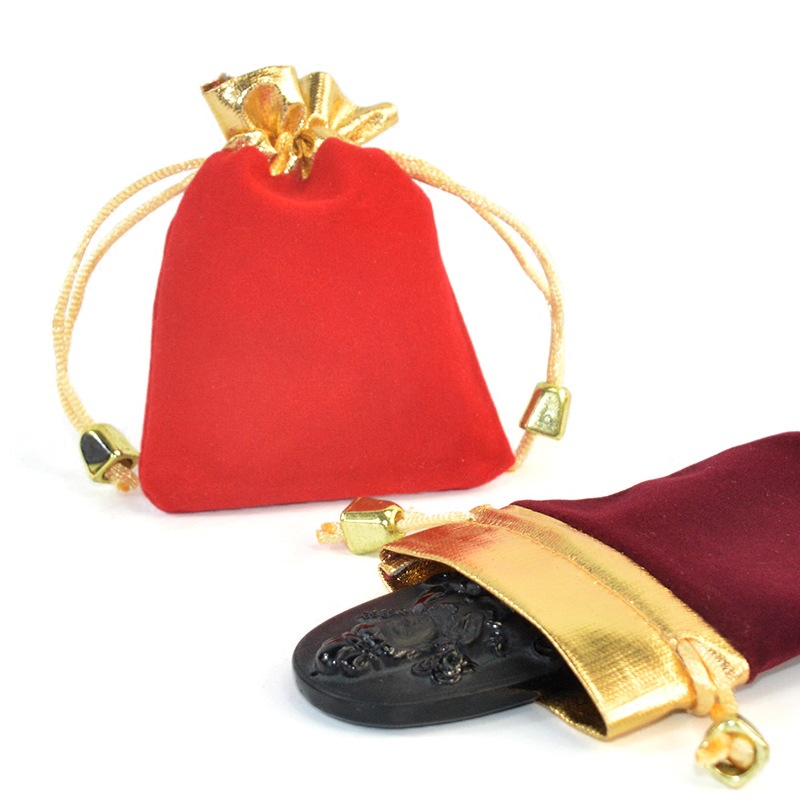 广东包装材料工厂生产供应拼接绒布首饰袋黑色短毛绒包装袋饰品