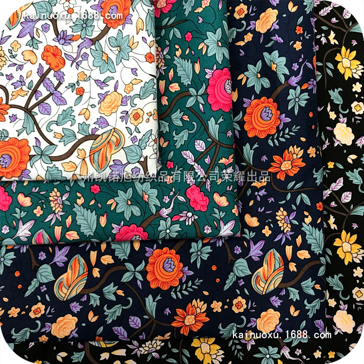 春季连衣裙印花面料 现代童装印花布 古典小花 男女衬衫印花布料