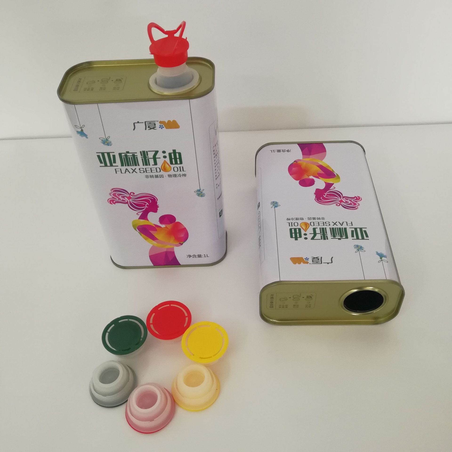 1L食用油马口铁铁罐亚麻油油瓶核桃油铁罐方形焊接铁罐铁瓶