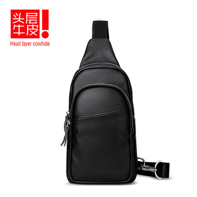 2020新款真皮男士胸包头层牛皮学生单肩包休闲旅游斜跨包一件代发