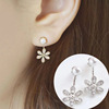 Earrings from pearl, flowered, with snowflakes, wholesale