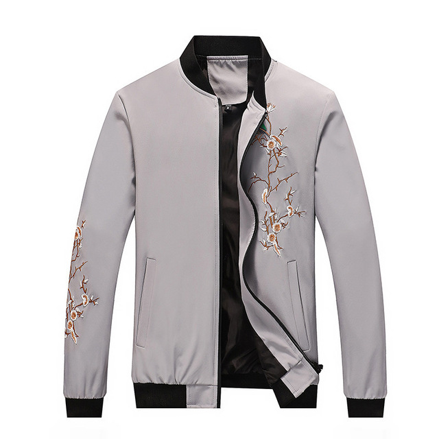 Men’s baseball collar embroidered slim coat European and American simple trend versatile jacket man