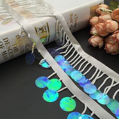 Direct Manufacturer Hand-woven Dance Skirt with Beaded Edge, Heavy Work Black Sparkling Beaded Fringe, Bar Code Beaded Fringe