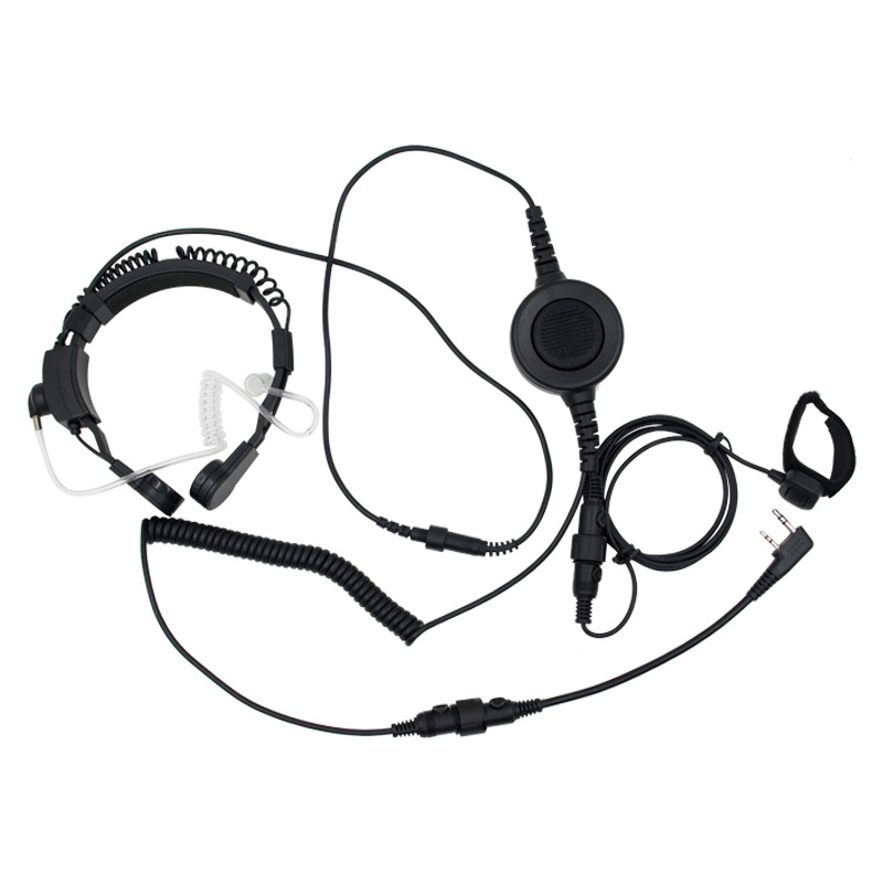 XED对讲机耳机抗噪音喉控咪 野外机车战术耳机空气导管耳麦