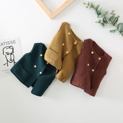 2018秋季新款雙排扣馬甲壹件代發韓版毛線背心嬰幼童寶寶開衫