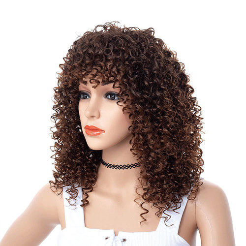 Curly Hair Wigs Specially designed for OEM processing wig African small roll explosive head wig Headcover