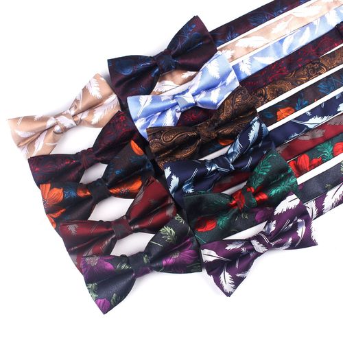 Drop shipping floral pattern polyester jacquard men's and women's square scarf pocket square party casual accessories bow tie set