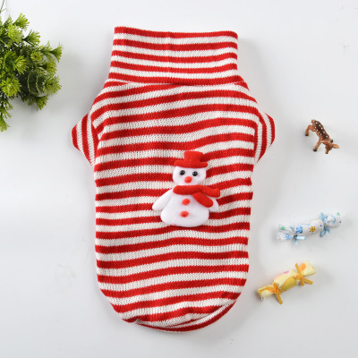 2018年新款宠物圣诞服高领条纹雪人宠物狗狗衣服中小型犬厂家直销