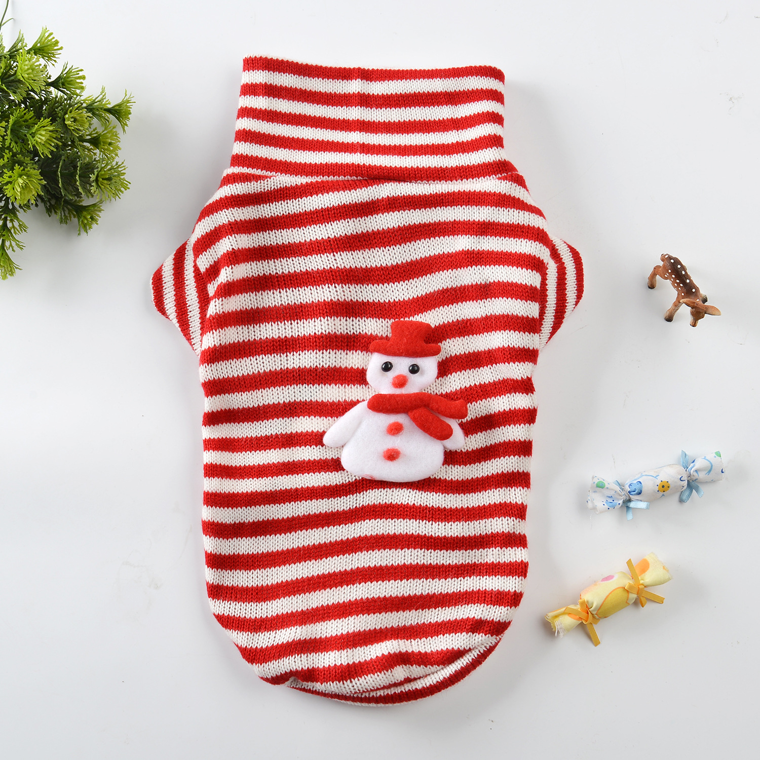 2018年新款宠物圣诞服高领条纹雪人宠物狗狗衣服中小型犬厂家直销