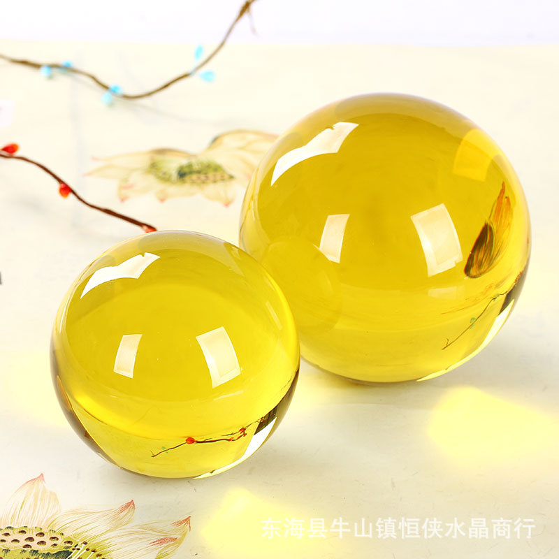 黄色k9水晶球摆件  召财富财源滚滚旺事业