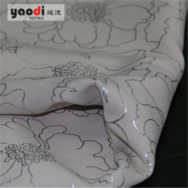 纱线阻燃素色高经密哑光遮光布烫银印花240GSM