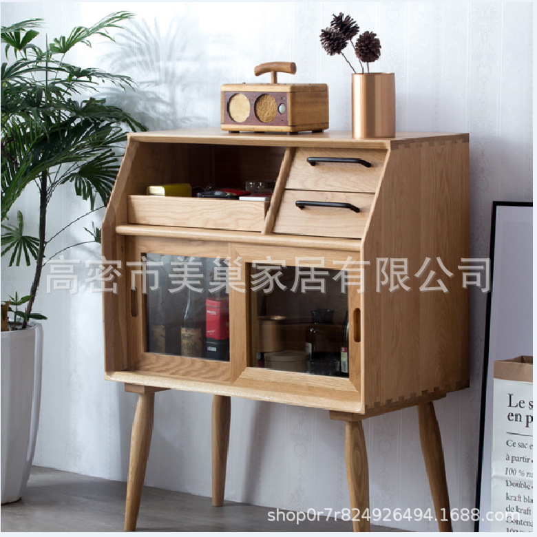 北歐實木餐邊櫃 餐廳 儲物櫃 收納櫃 茶水櫃 客廳 橡木 邊櫃 角櫃