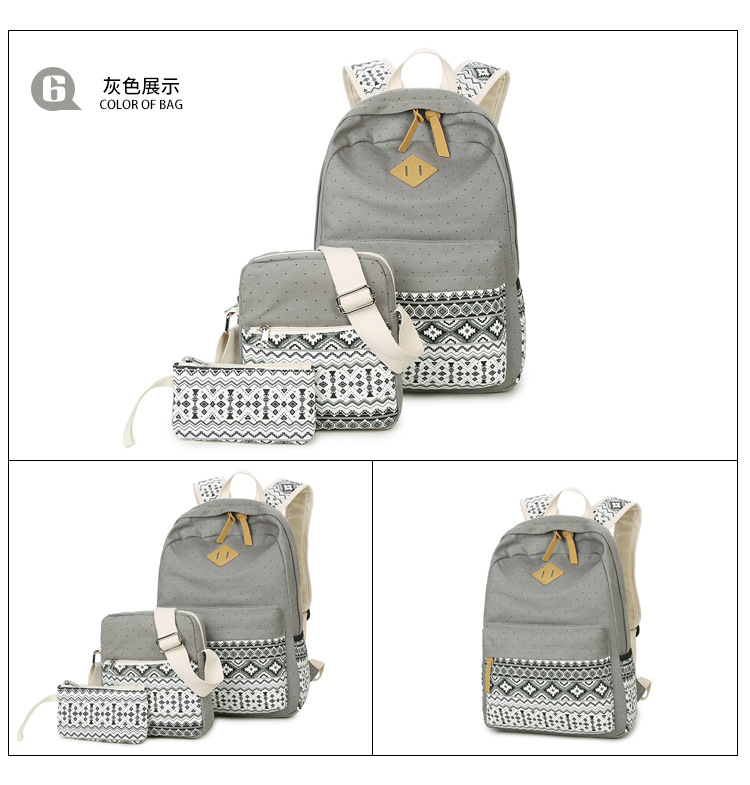 Fashion Ethnic Printed Canvas Multifunctional Three-piece Backpack Wholesale Nihaojewelry display picture 22