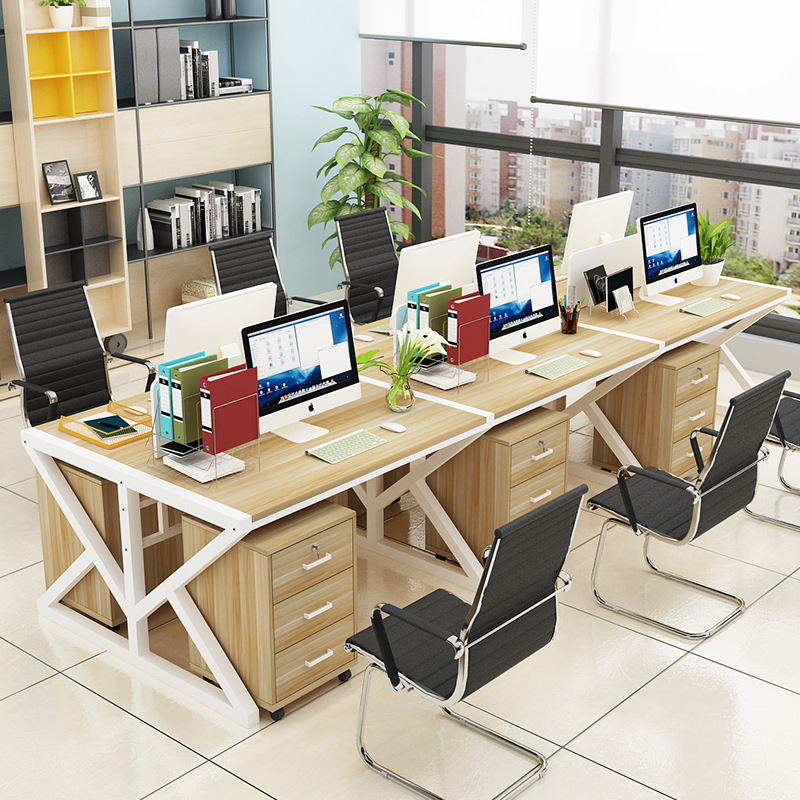 简约现代职员办公桌四人位员工电脑桌椅组合2/4/6人屏风卡位隔断