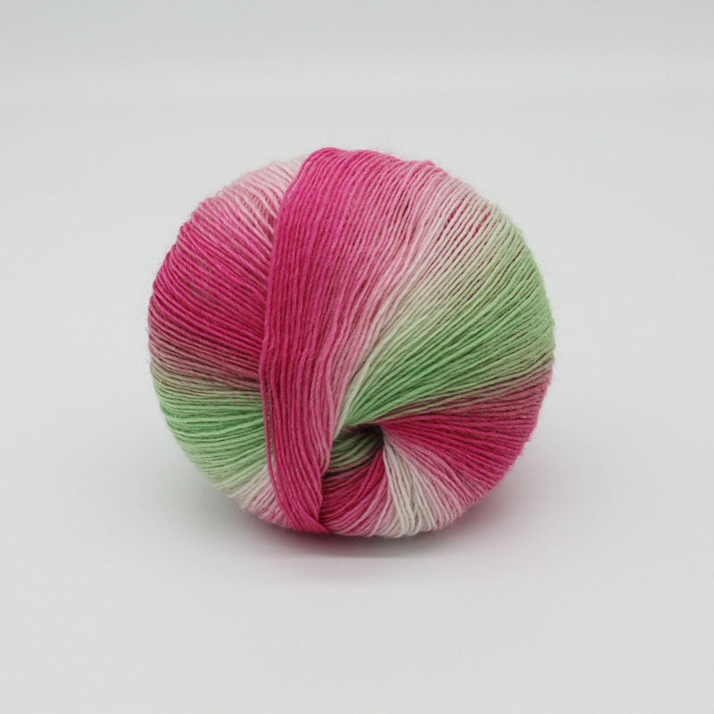 100g400米diy圍巾線彩虹線漸變色羊毛線長段染馬海毛線鈎針披肩線