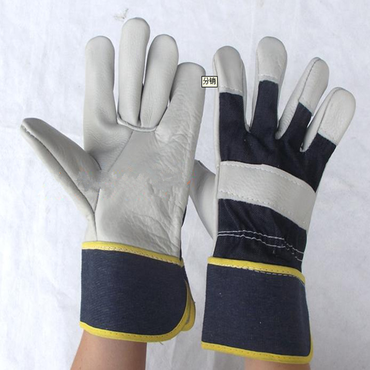 厂家直销焊工电焊手套劳保耐磨加厚短款短皮牛皮搬运隔热防烫