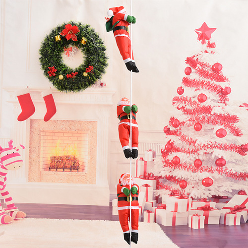 Santa Claus Pendant 40CM Climbing Ladder Climbing Rope Santa Claus Doll Christmas Holiday Home Decorations 
