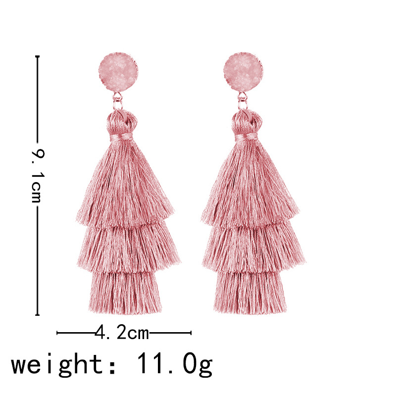 European And American Retro Ethnic Three-layer Tassel Multi-layer Splicing Earrings display picture 12