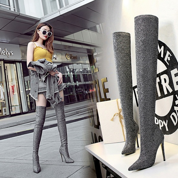 Fashion super-high heel sequins shiny nightclubs sexy Knee Boots