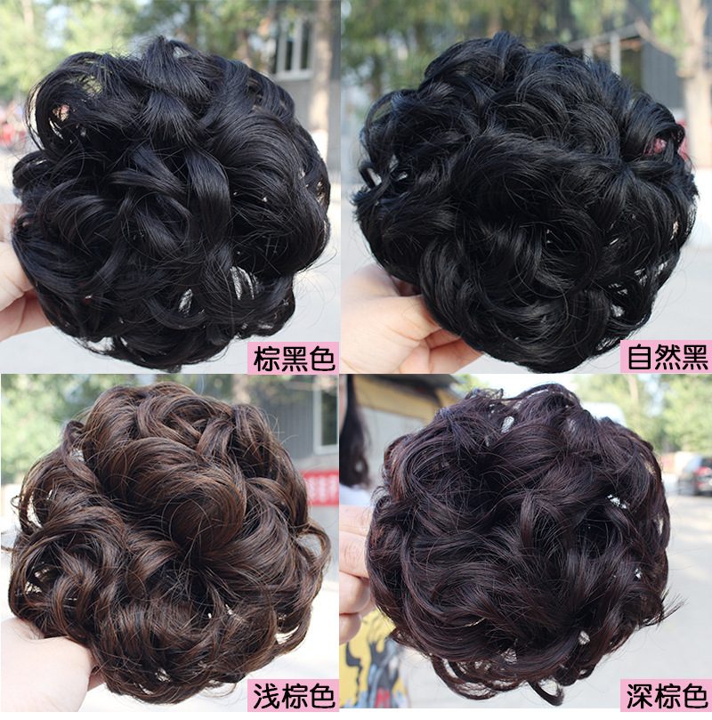 抓夾花苞頭假發丸子頭發夾大朵花逼真假發包盤爪夾式發包盤發器