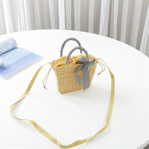 New ins handbag straw woven bag inclined straw woven bag yellow straw bag lady bag