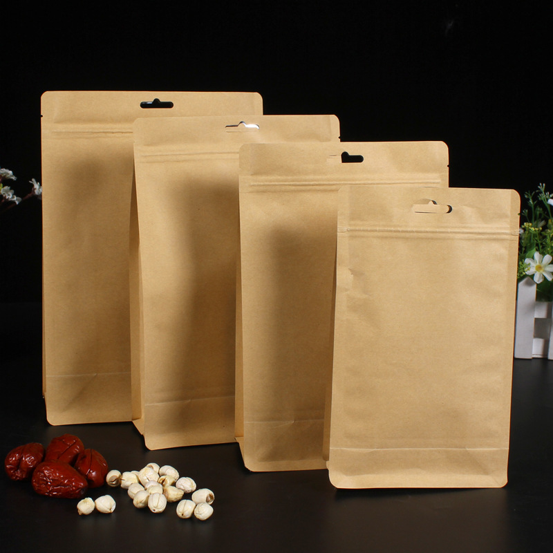 批发加厚牛皮纸袋八边封袋自封自立袋红枣枸杞包装袋镀铝食品袋