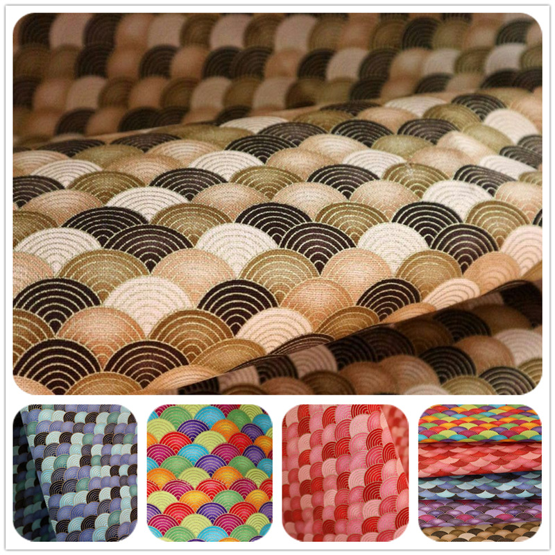 进口布料和风烫金鱼鳞印花古布棉麻手工diy拼布服装包包面料 阿里巴巴