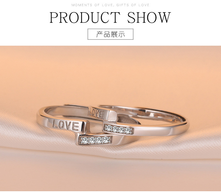 Fashion S925 Silver Ring Zircon Opening Adjustable Simple Ring display picture 2