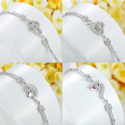 Clover Bracelet the republic of korea Diamond Versatile Sterling Silver Fox Bracelets Bracelet gift factory wholesale