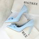 9219-33 Korean version of sweet high-heeled shoes, thin and high heel, thin, shallow, pointed, candy, bow, bow, and women's shoes.