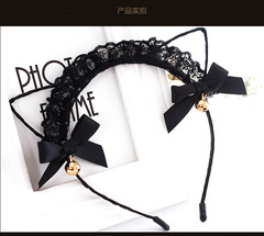 Korean cute lace cat ear headband Korean style lace bell hair accessories holiday fun party cute headband