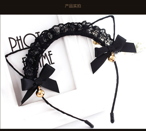 Korean cute lace cat ear headband Korean style lace bell hair accessories holiday fun party cute headband