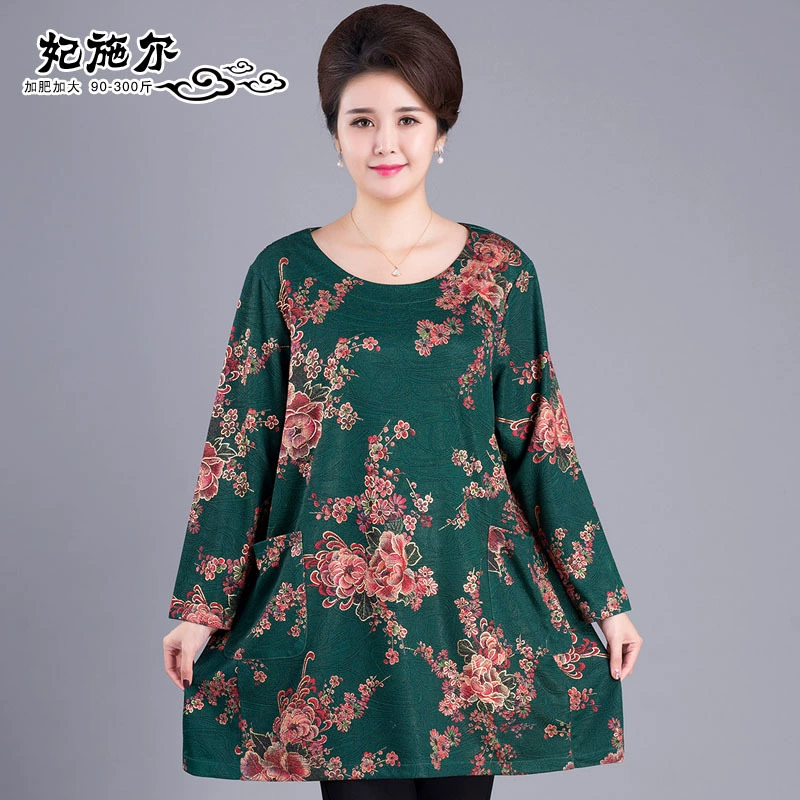 2020 зимнее платье для мамы больших размеров, топ с длинными рукавами, новое женское платье с круглым вырезом, средней длины, 12XL, особый золотой цвет, толстый